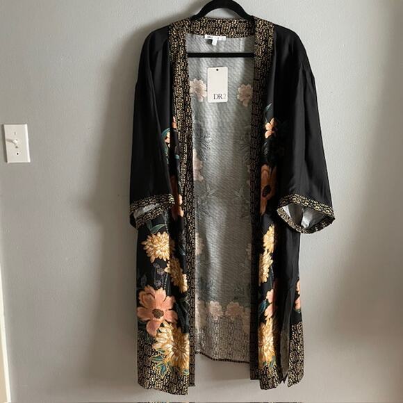 NWT Plus Sz 2X Turquoise Rayon Flowing Lingerie Sensual Flirty Spicy Robe Kimono - Picture 2 of 9